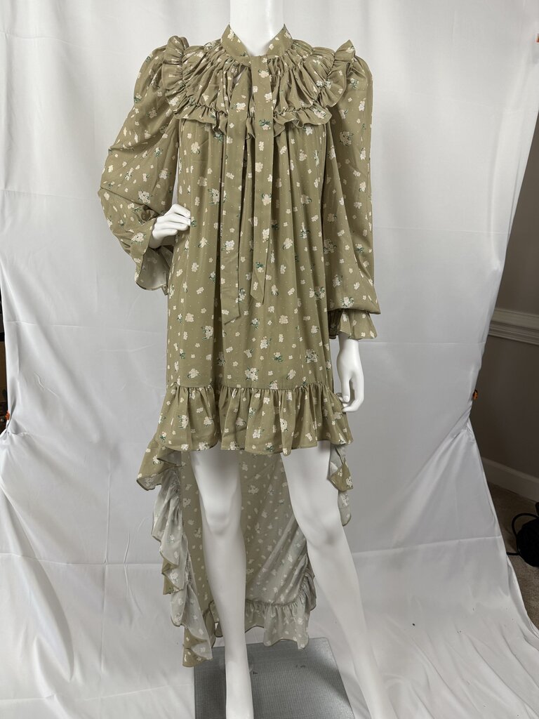 WeWoreWhat - Green- Polka Dot Floral High Low Dress