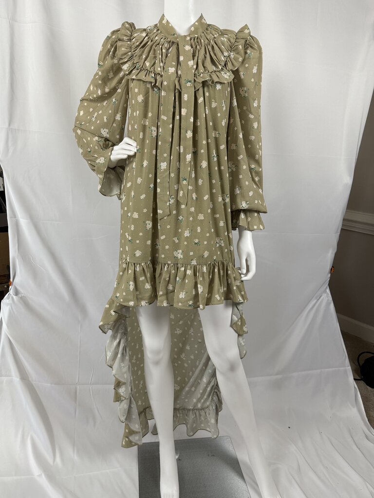 WeWoreWhat - Green- Polka Dot Floral High Low Dress