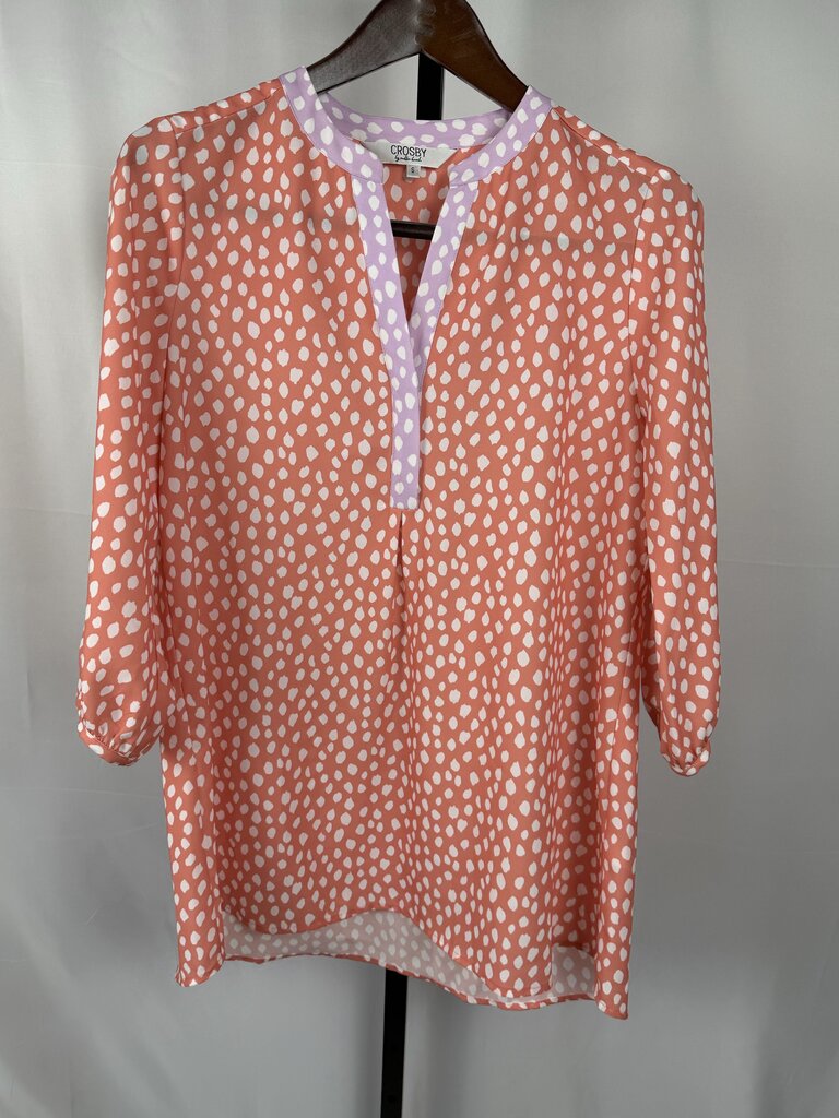Crosby - Peach, Purple - Polka Dot LS Blouse