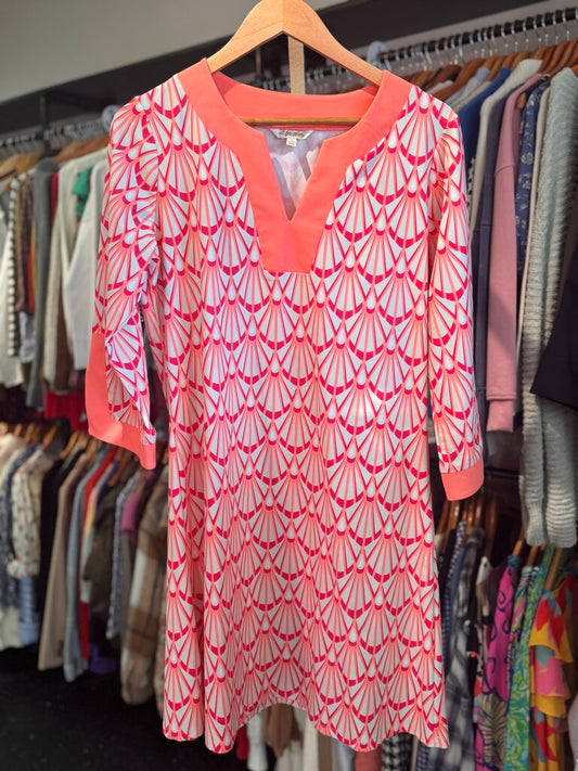 All for Color - 3/4 Sleeve Shift - Pink/White