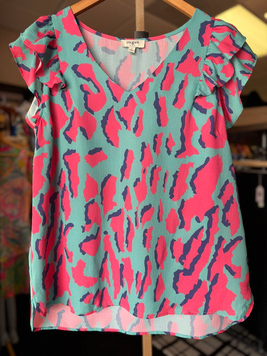Umgee - SS Retro Print Blouse -