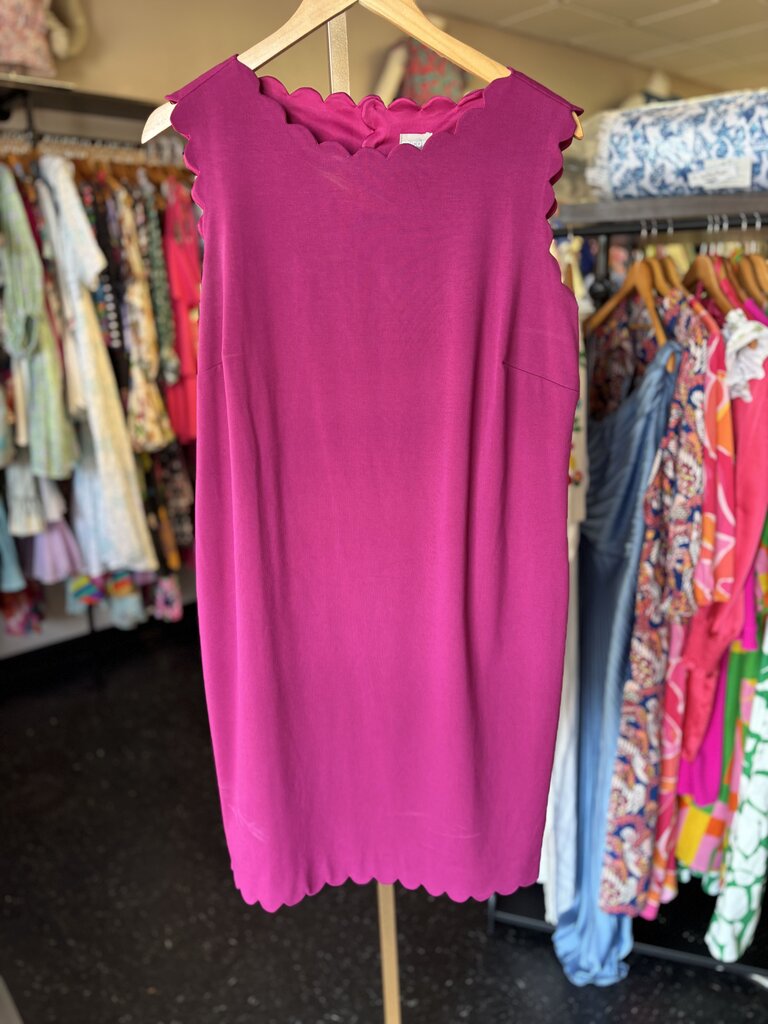 Chico's- A-line Scalloped Dress in Deep Magenta