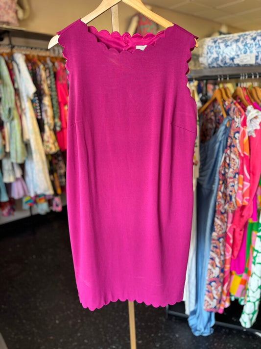 Chico's- A-line Scalloped Dress in Deep Magenta