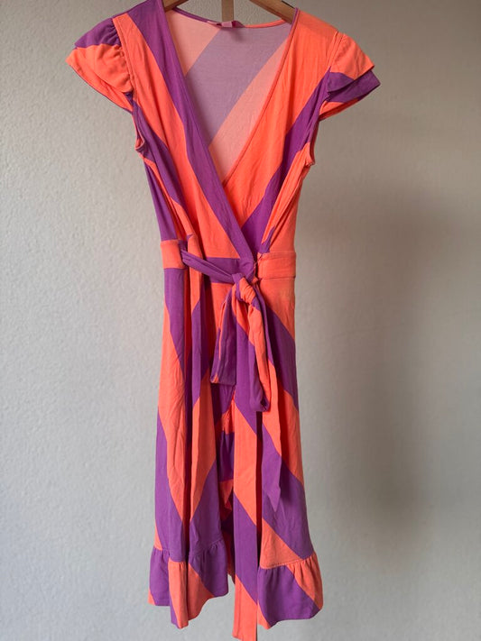 Lilly-Adriel Wrap Dress Purple/Orange Stripes