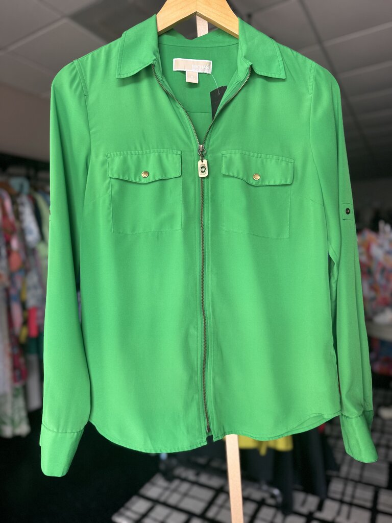 Michael Kors - Zip Up Blouse LS - Kelly Green