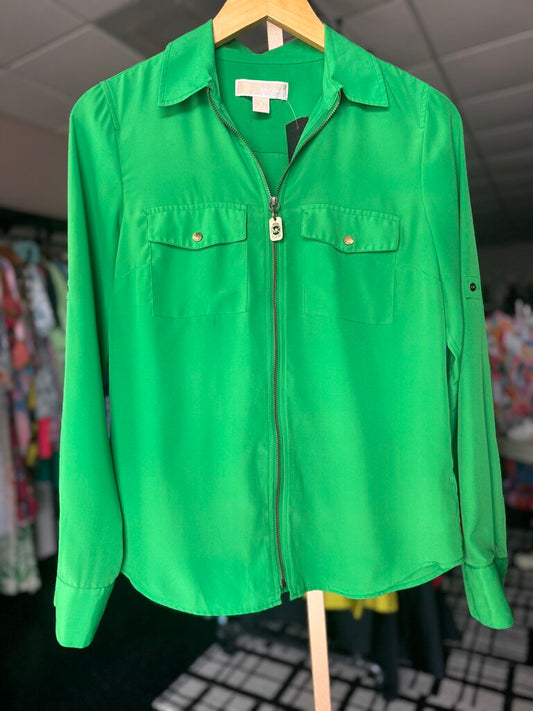 Michael Kors - Zip Up Blouse LS - Kelly Green