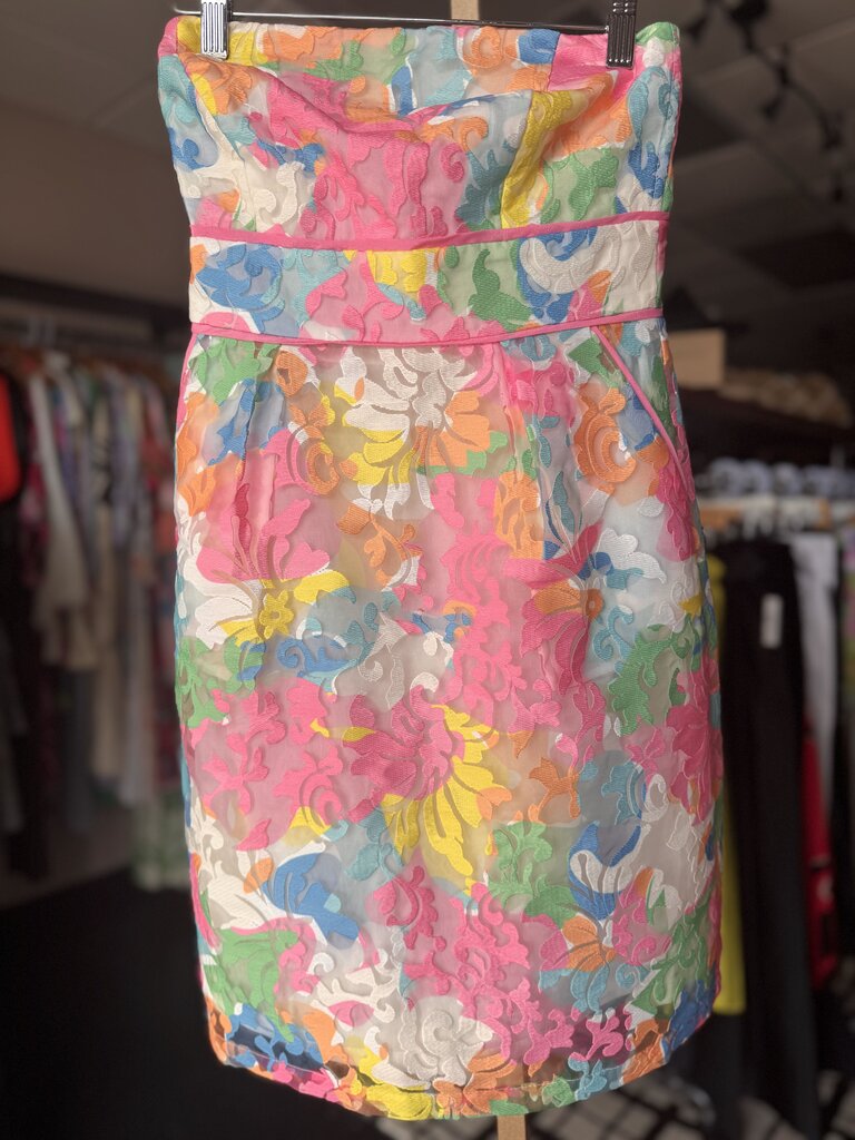 Jade Melody Tam- Strapless Applique Dress- Multicolored