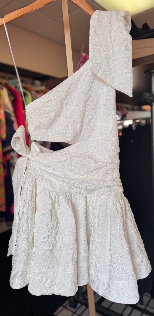 MABLE - Cut-Out One Shoulder Wrap Dress in White
