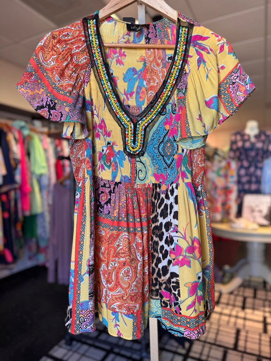 Melissa Paige - SS Colorful Pleated Top