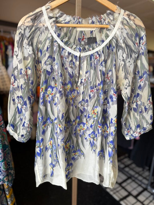 4LoveandLiberty- Floral Sheer Silk Top