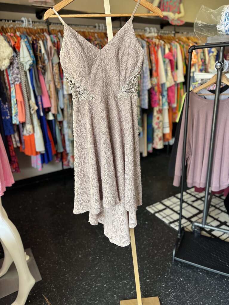 Lace Fit & Flare Dress - Taupe