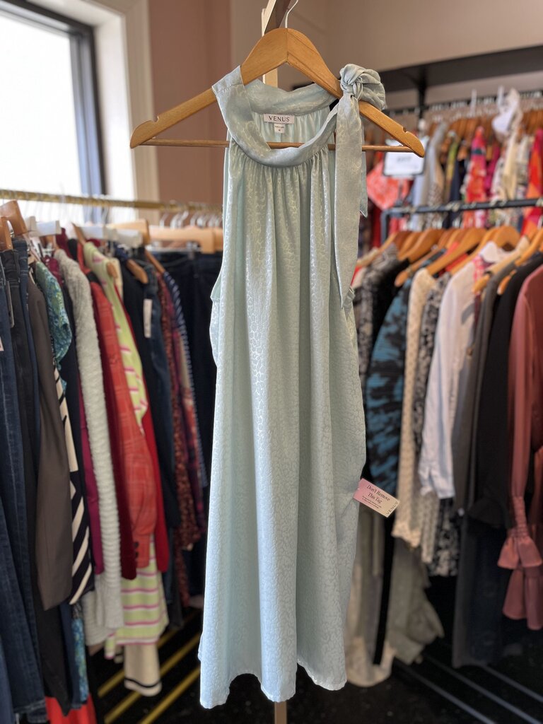 Venus - NWOT - Shimmer Jacquard Mini Dress in Seafoam