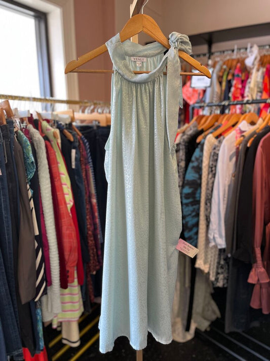 Venus - NWOT - Shimmer Jacquard Mini Dress in Seafoam