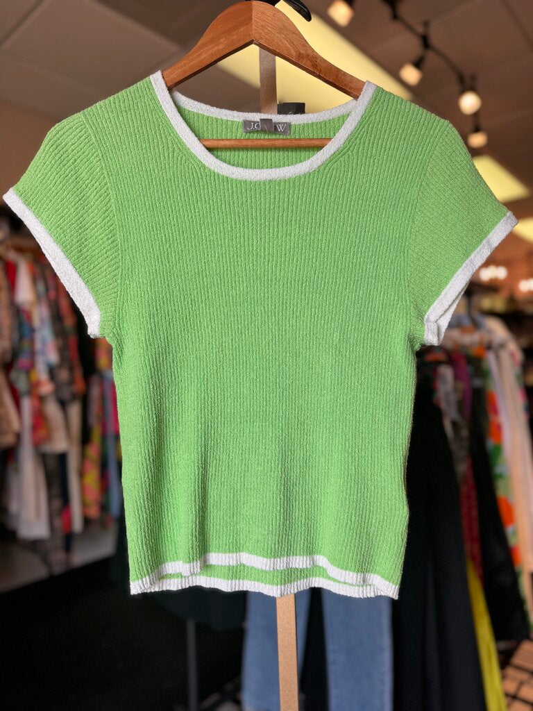 J Crew - Terry Cloth Ribbed Knit Top in Lime Green