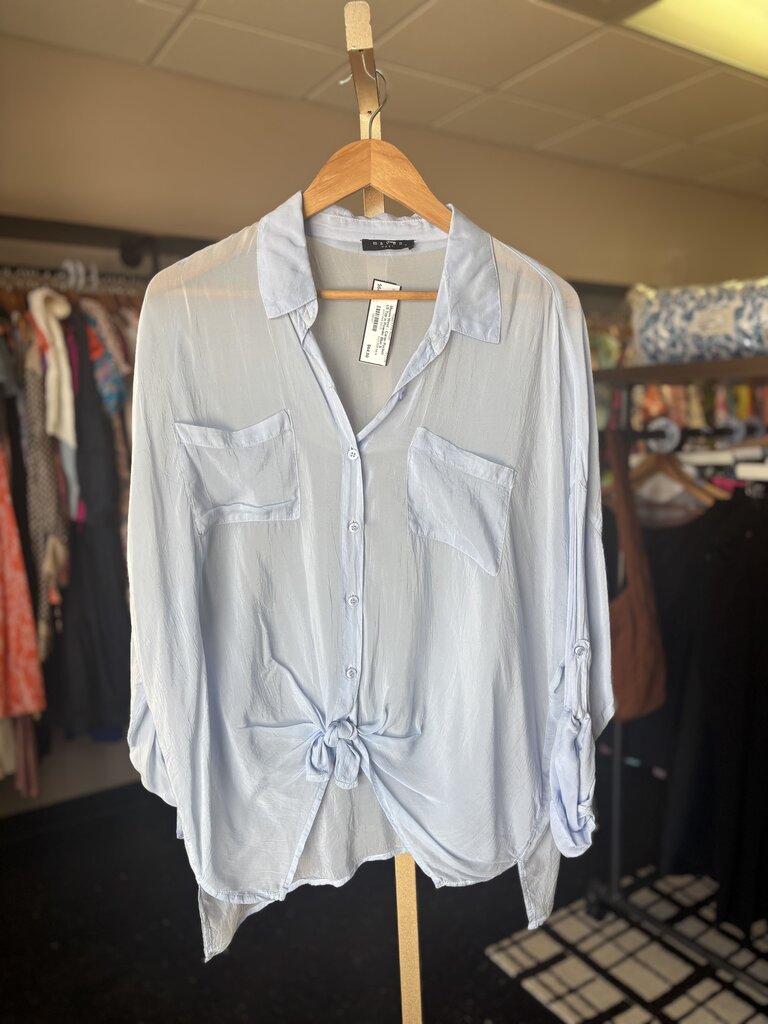 Maven West - Cargo Pocket LS Top in Powder Blue