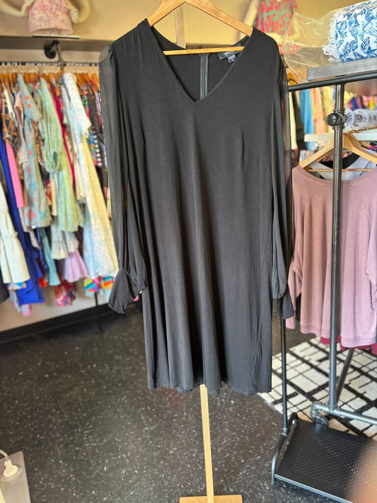 Karen Kane- Chiffon Long Sleeve Dress - Black