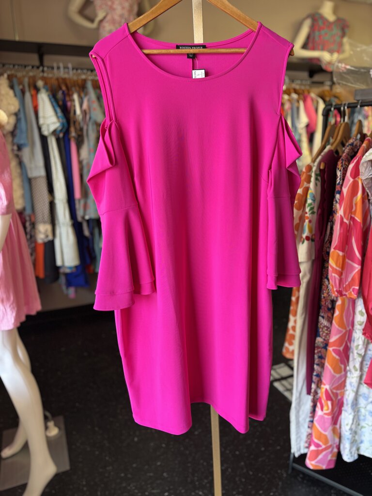 Boston Proper- NWT-Cold Shoulder Dress in Fuschia