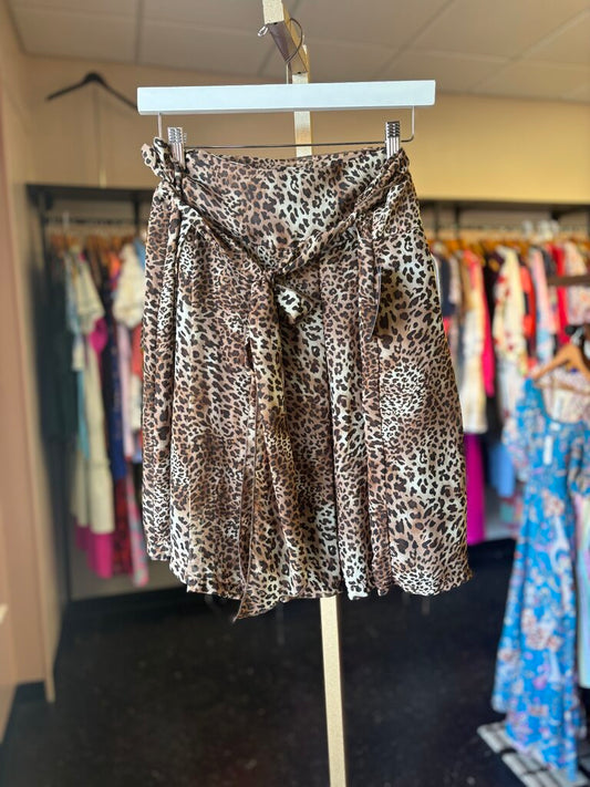 Animal Print Chiffon Mini Skirt