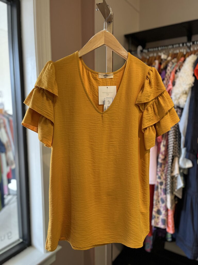 Entro - Weekend Sunshine Ruffle Sleeve Top - Yellow
