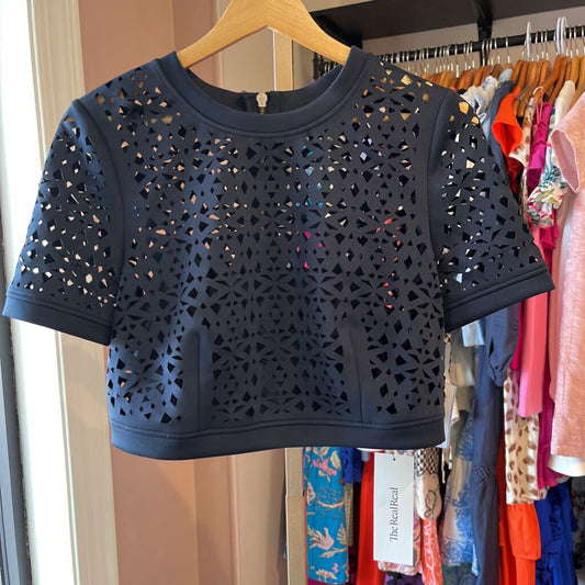 DKNY-NWT-Laser Cut Navy Top