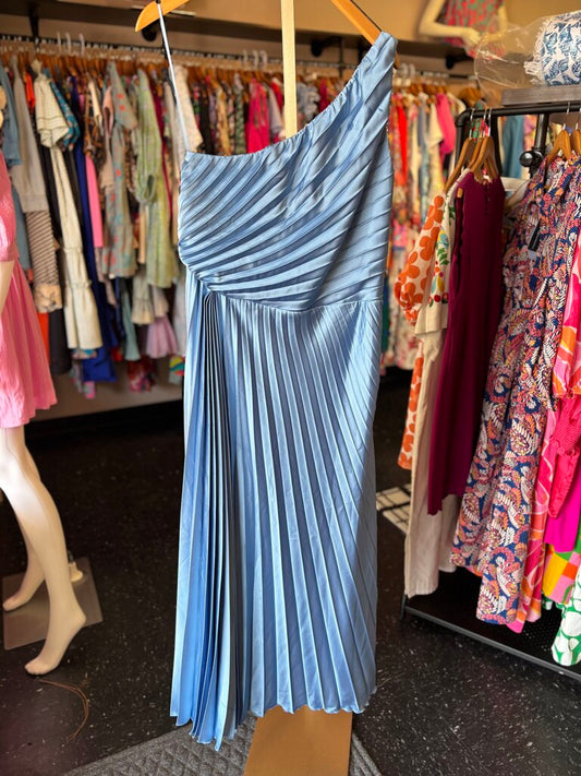 A&F- One Shoulder Pleated Formal Dress in Blue
