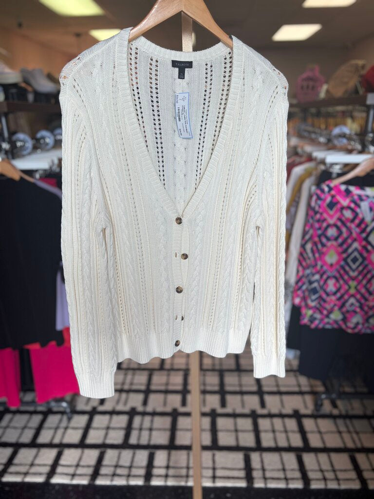 Talbots - Cable Knit Cardigan - Cream