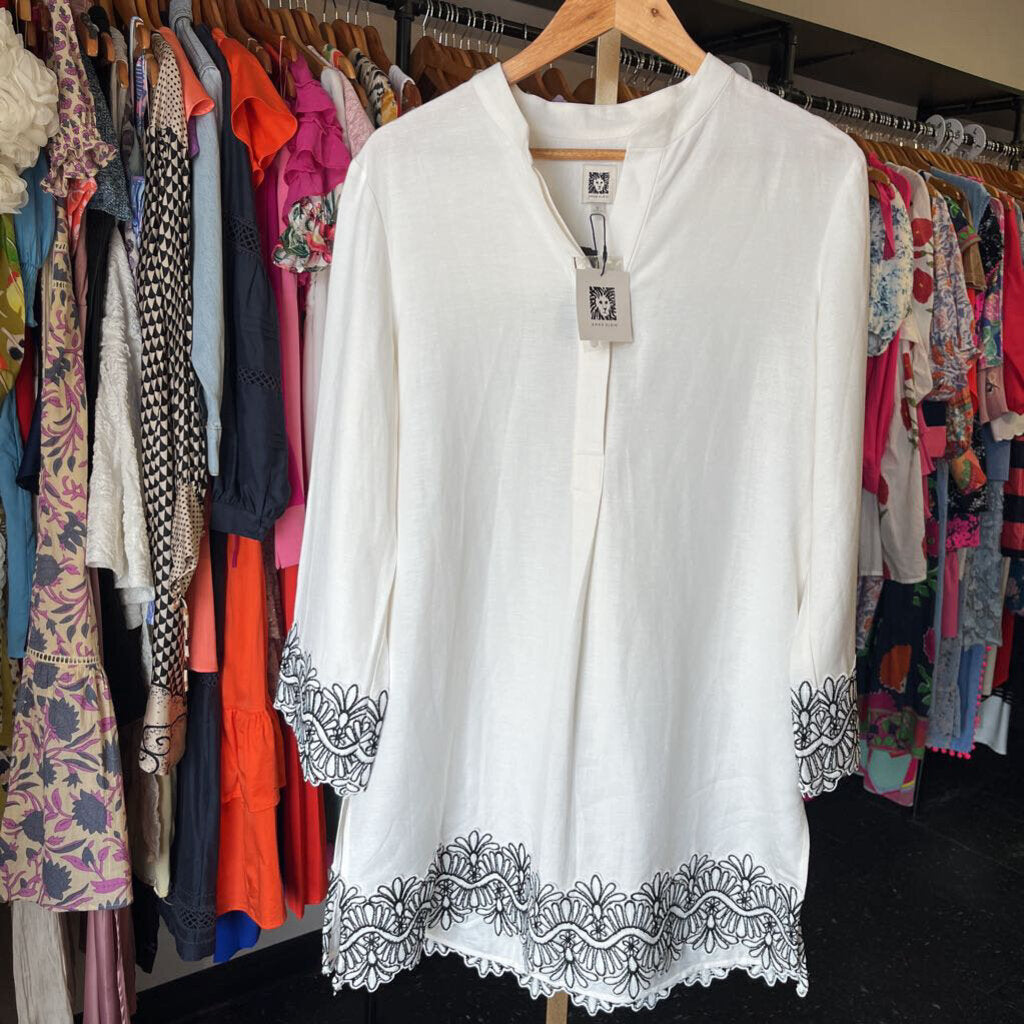 Anne Klein-NWT- Linen Embroidered Tunic Dress