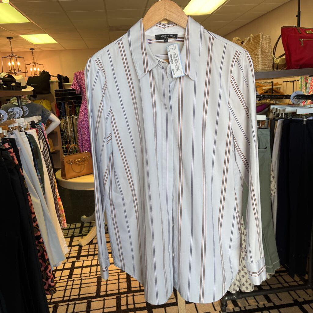 Lafayette 148 NY - Striped Cotton Button Down Shirt