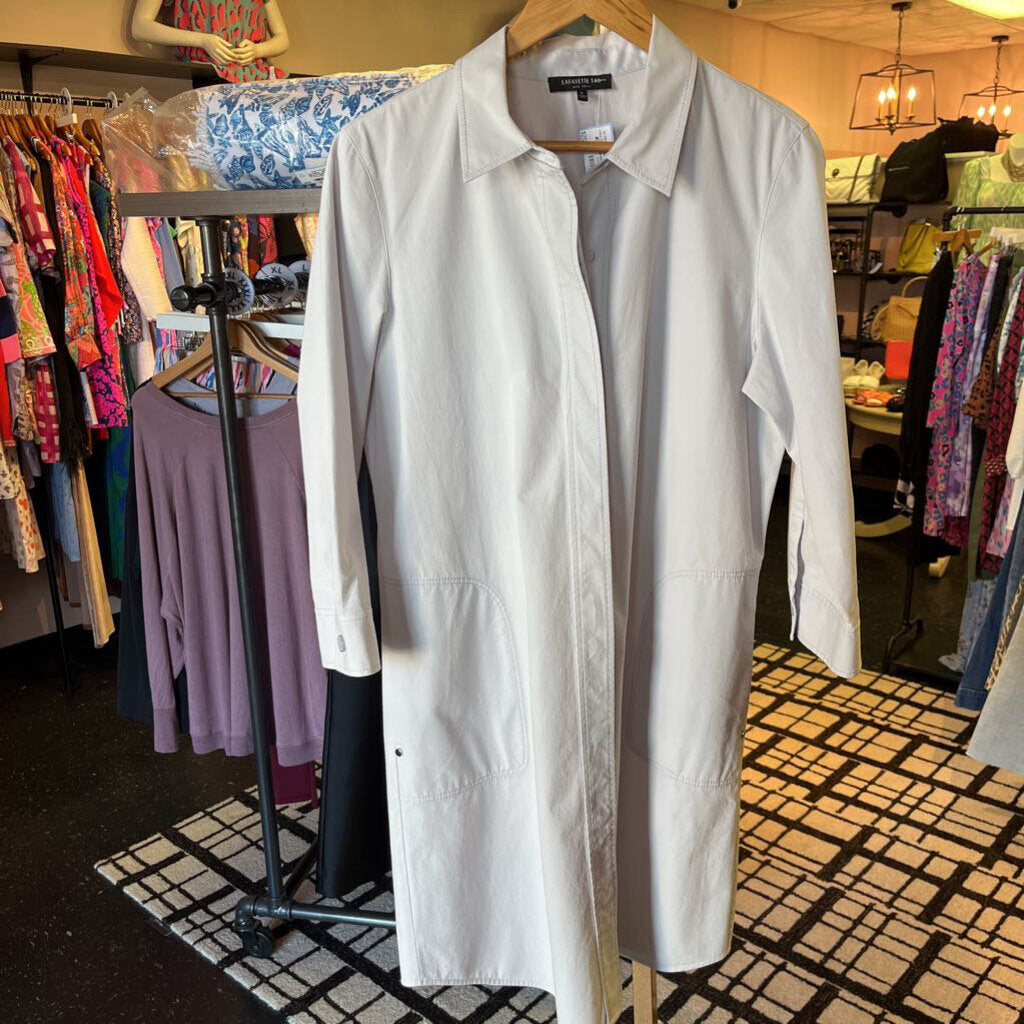 Lafayette 148 NY - Cotton Stretch Shirt Dress in Grey