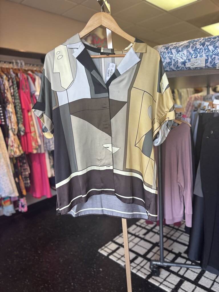 Lafayette 148 NY - Abstract Print Silky Blouse SS