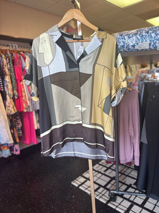 Lafayette 148 NY - Abstract Print Silky Blouse SS