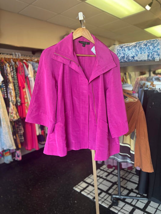 Lafayette 148 NY Cropped Zip Up Jacket - Magenta