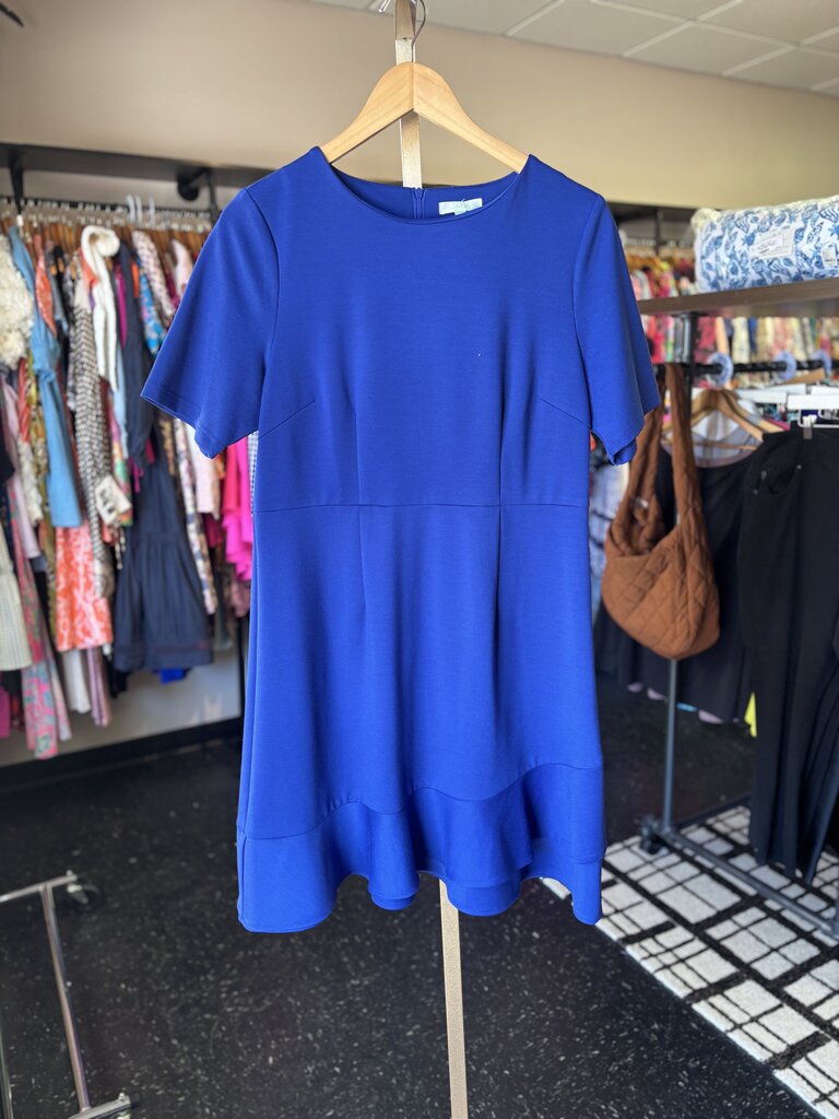 Jade- Knit Sheath Dress w. Peplum Hem - Royal Blue