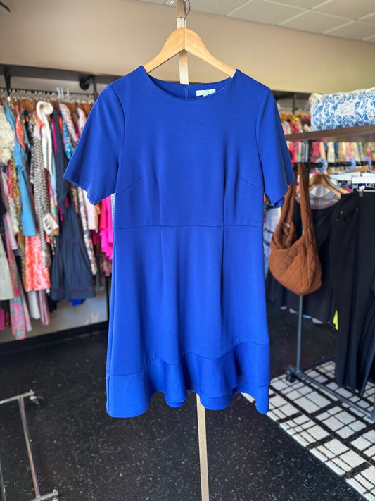 Jade- Knit Sheath Dress w. Peplum Hem - Royal Blue