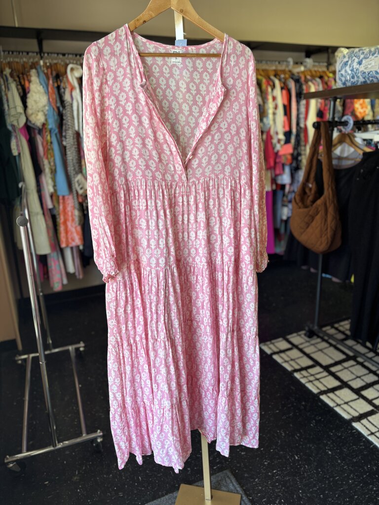 PbL - LS Shirt Dress w. Pink Floral Pattern