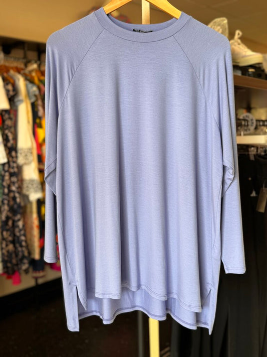 Eileen Fisher-Cotton Blend Round Neck LS Tee - Periwinkle