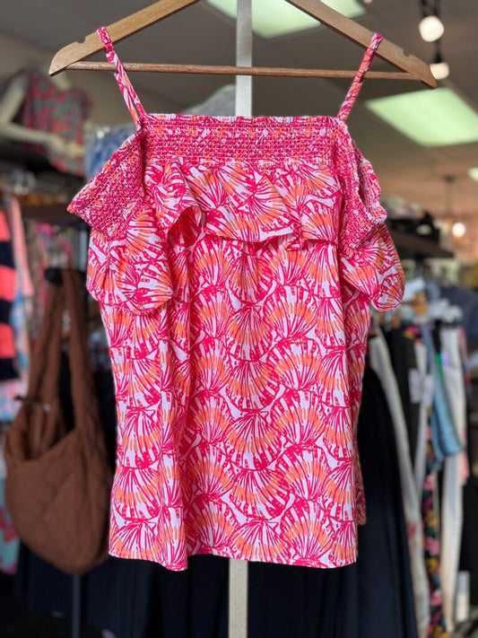 Vineyard Vines -Ruffled Shell Print Top