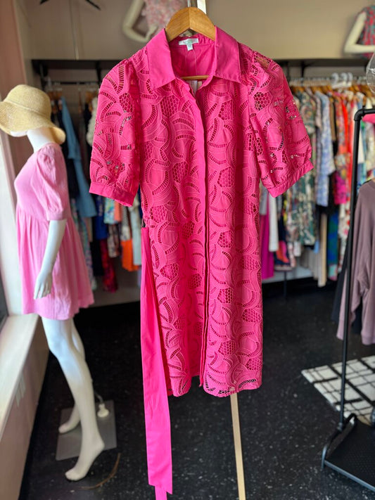 Jade-NWT-Placket Lace Shift Dress - Pink