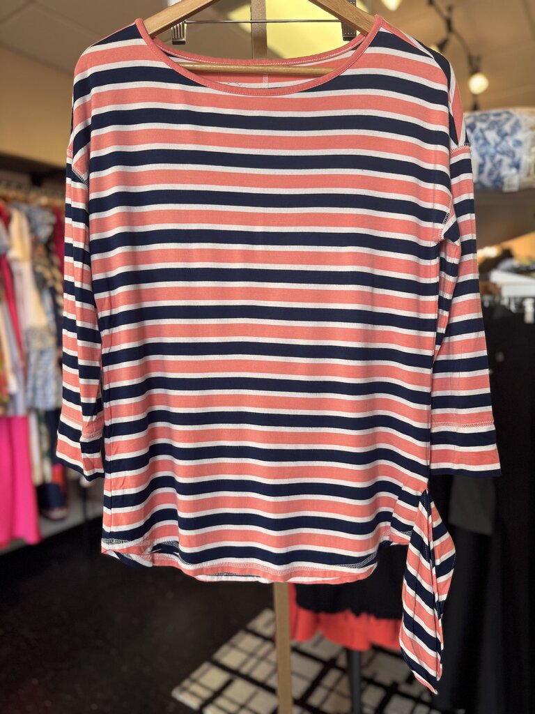 Talbots - Striped Casual Top - Pink/Navy