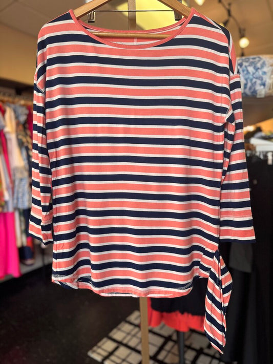 Talbots - Striped Casual Top - Pink/Navy