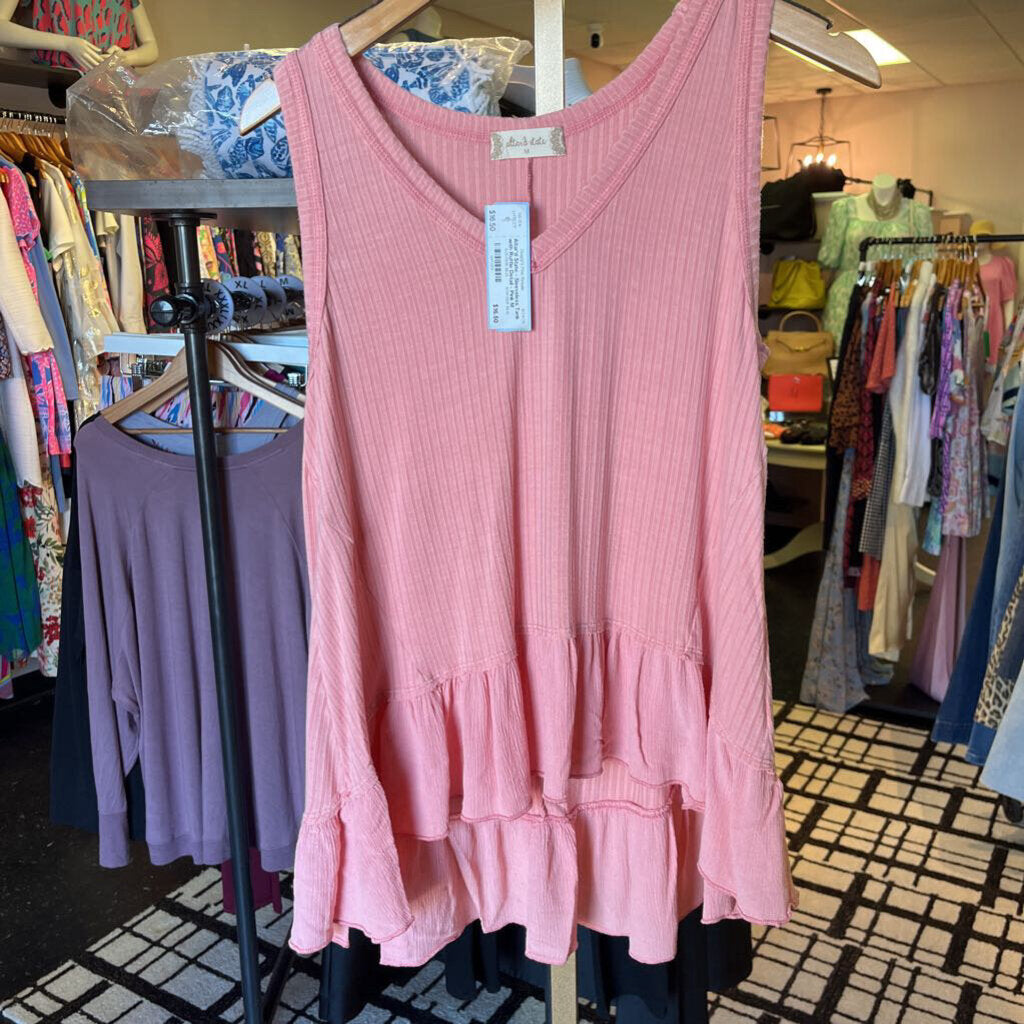 Altar'd State - Sleeveless Tank with Ruffle Detail - Pink