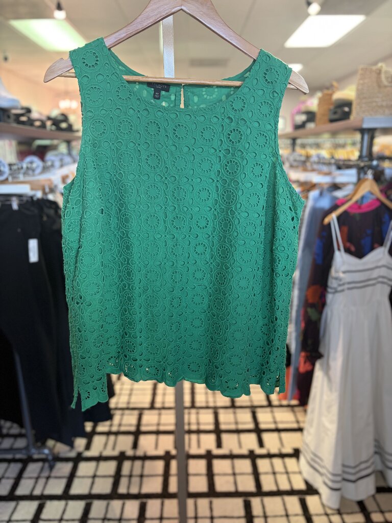 Talbots - Kelly Green Eyelet Tank