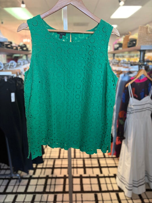 Talbots - Kelly Green Eyelet Tank