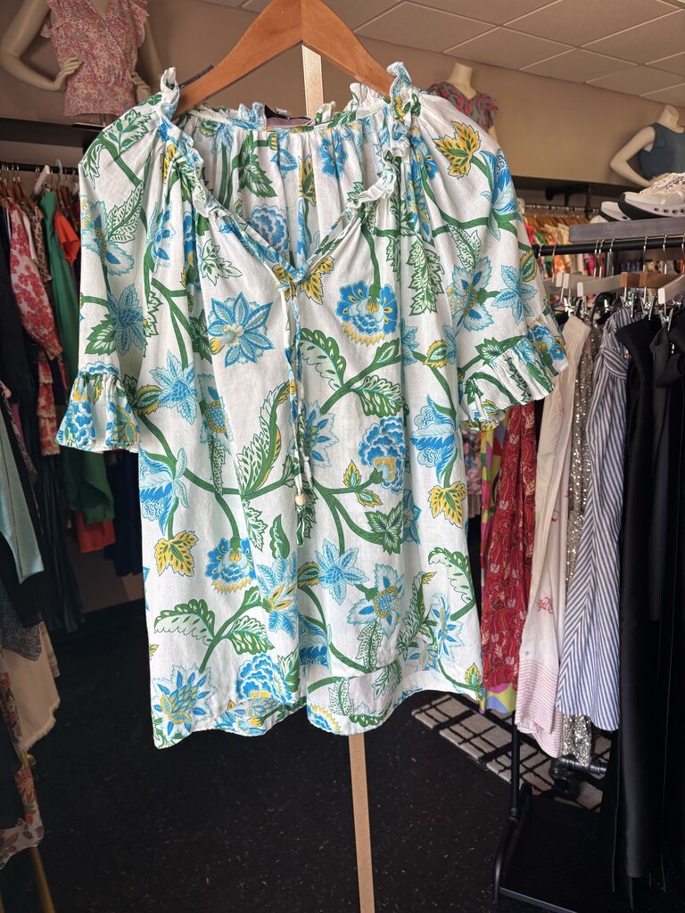 Tuckernuck-SS Floral Top w Ruffle Detail