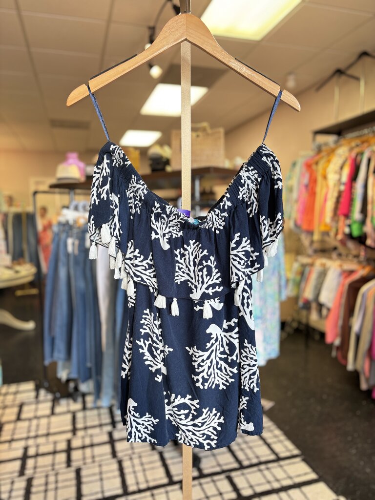 Escapada - Off the Shoulder Top w. Coral Print
