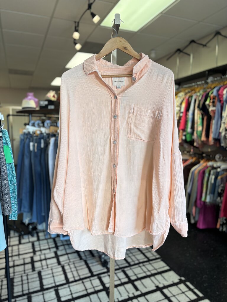 AE - Oversized Cotton Gauze Button Down - Creamsicle
