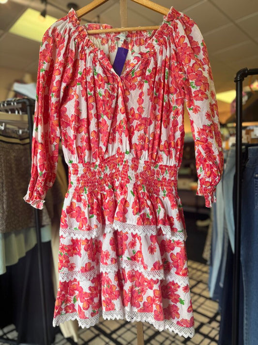 Modaposa - Floral Mini Dress with Tiered Ruffles