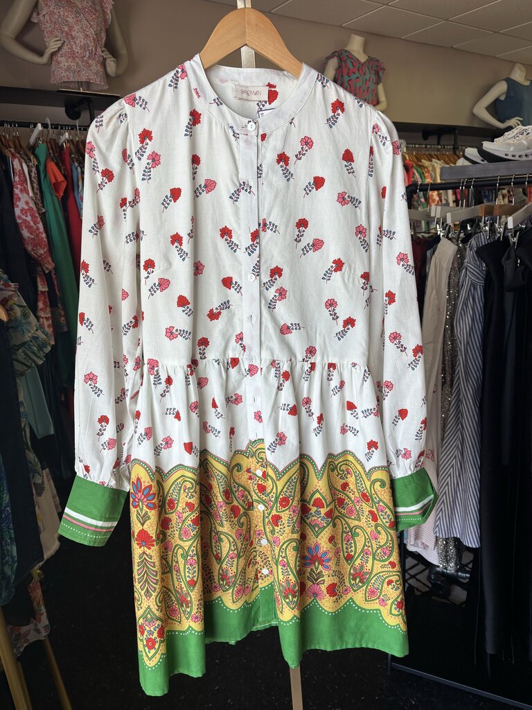 Banjanan - Gizela Dress in White Paisley