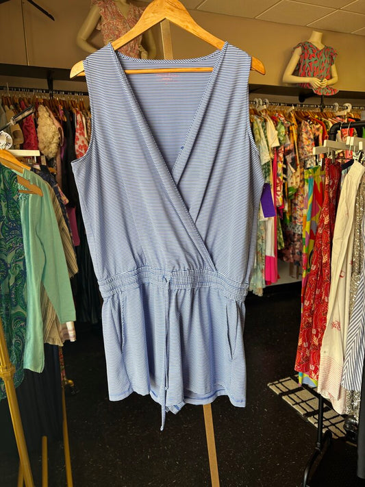 Vineyard Vines- Striped Sankaty Romper - Blue