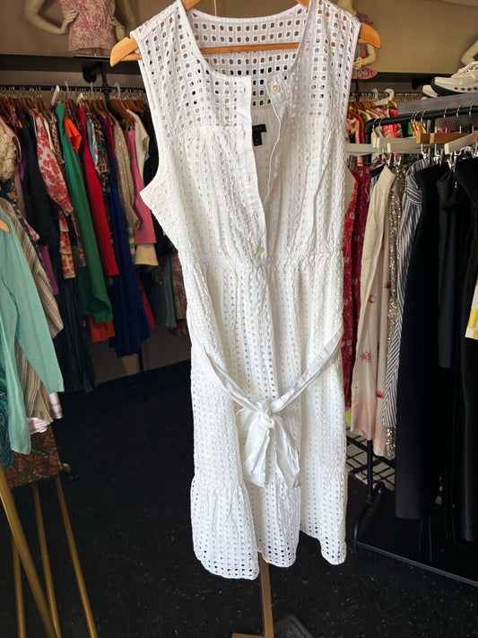 J.Crew-NWT-Eyelet Sleeveless Midi Dress - White